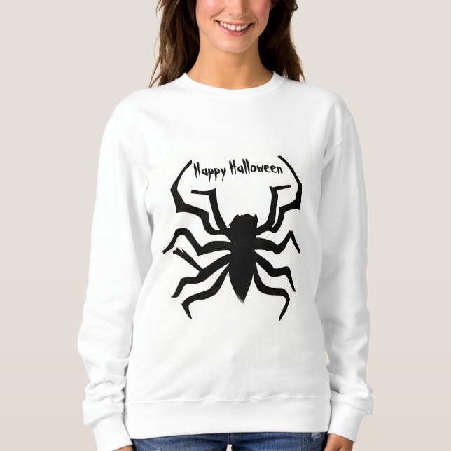 Spider och Skull Halloween T Shirt (Framsida)