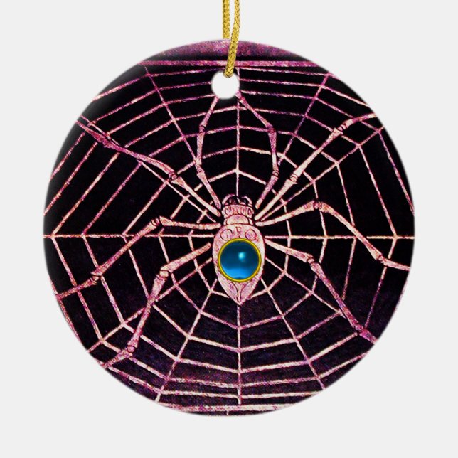 SPIDER OCH WEBBEN Blue Sapphire Black Julgransprydnad Keramik (Framsidan)