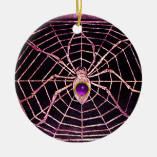 SPIDER OCH WEBBEN Lila Amethyst Black Julgransprydnad Keramik