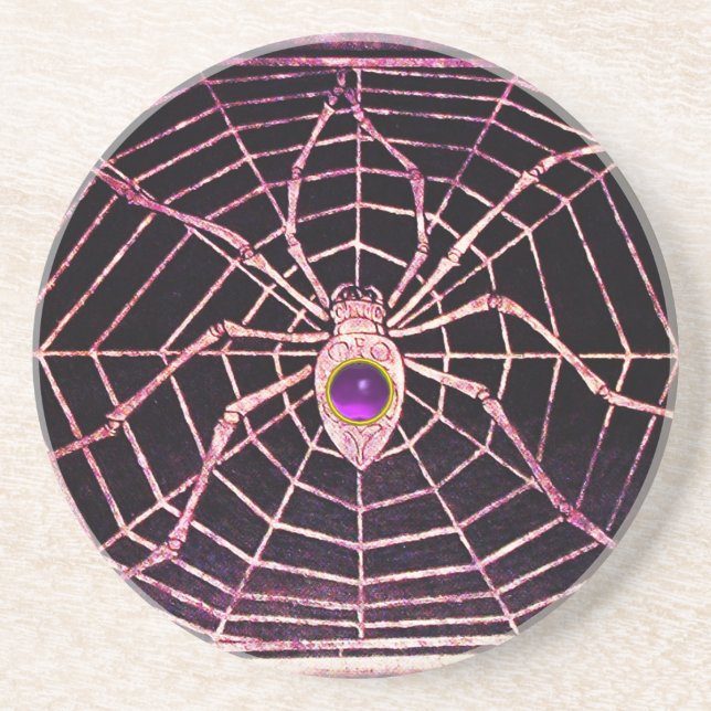 SPIDER OCH WEBBEN Lila Amethyst Black Underlägg Sandsten (Framsidan)