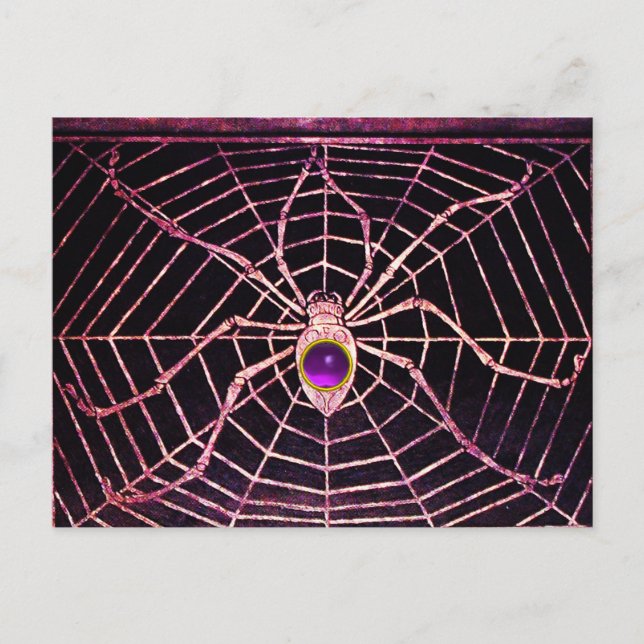 SPIDER OCH WEBBEN Lila Amethyst Black Vykort (Framsida)