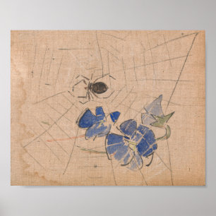 Spider och Webben med Blåa blommor   Joseph Crawha Poster