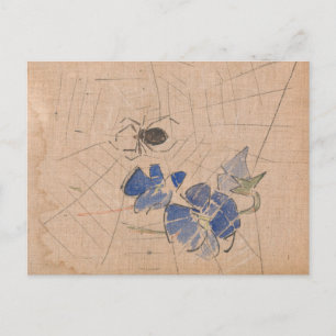 Spider och Webben med Blåa blommor Joseph Crawha Vykort