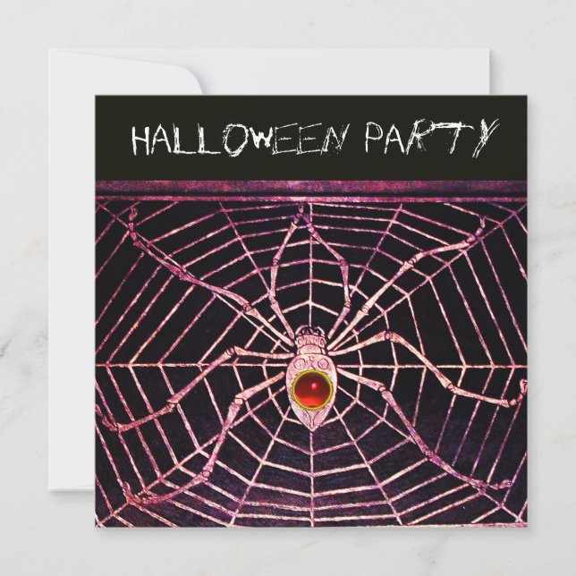 SPIDER OCH WEBBEN RED RUBY BLACK HALLOWEEN FEST INBJUDNINGAR (Framsida)