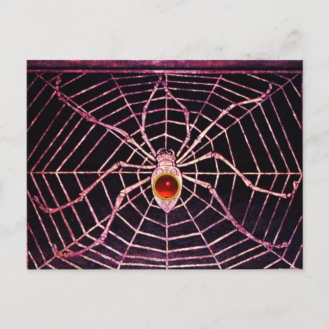SPIDER OCH WEBBEN Red Ruby Black Vykort (Framsida)