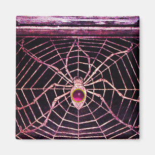 SPIDER OCH WEBBEN Rosa Fuchsia Amethyst Black Magnet