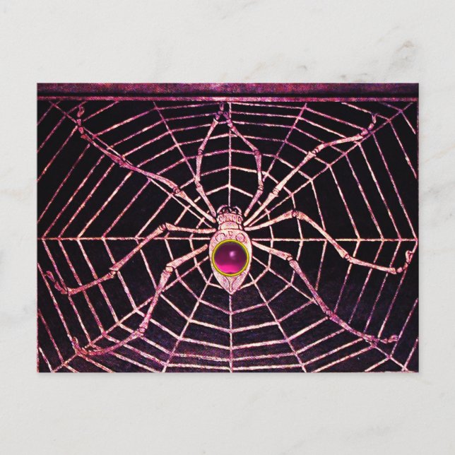 SPIDER OCH WEBBEN Rosa Fuchsia Amethyst Black Vykort (Framsida)
