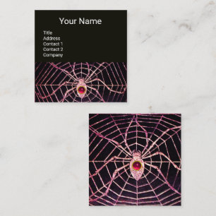 SPIDER OCH WEBBEN Rosa Fuchsia Ruby Gemstone Black Fyrkantigt Visitkort