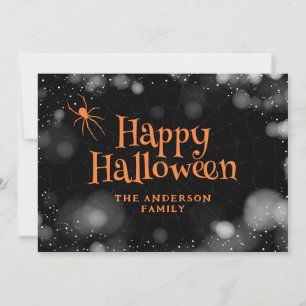 Spider på Happy halloween-kortet för Webben Julkort