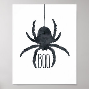 Spider Spooky Halloween Black and White Boo Poster