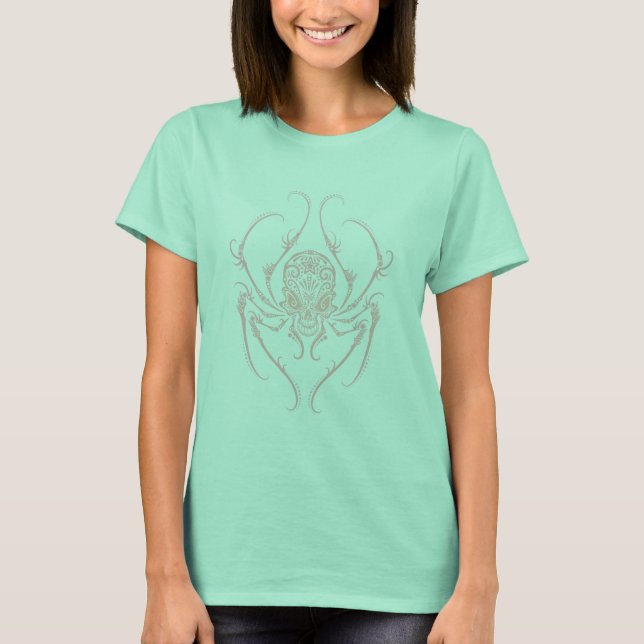 Spider Sugar Skull (rosa) Tee (Framsida)