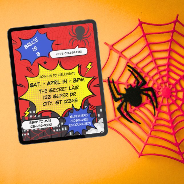 Spider Superhero Comic Birthday Inbjudningar (Skapare uppladdad)