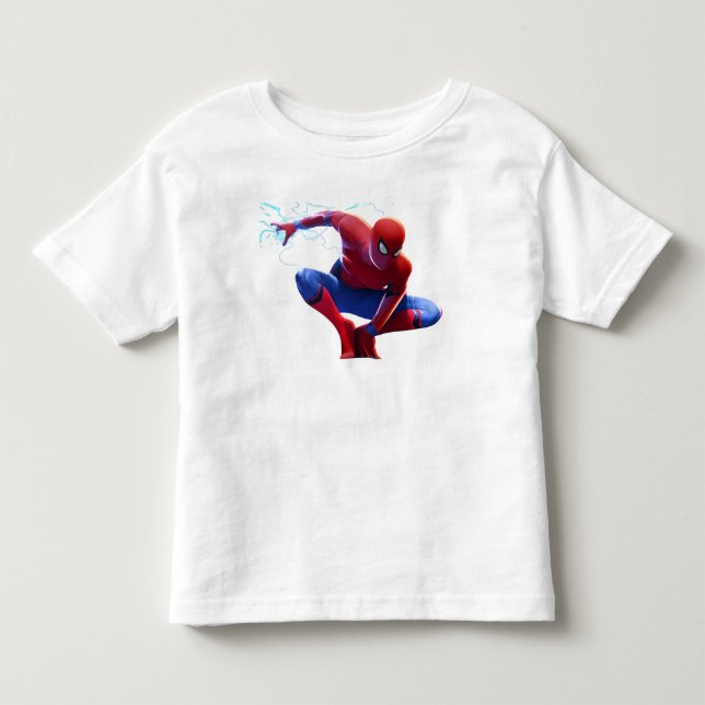 Spider Superhjälte Action Pose Barn T-Shirt (Framsida)