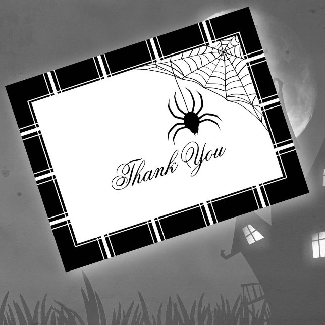 Spider Tack Halloween Black Vykort (Skapare uppladdad)