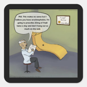 Spider vid behandling av araknofobi fyrkantigt klistermärke