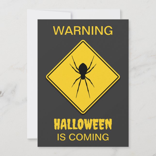 Spider Warning Halloween Inbjudningar (Framsida)