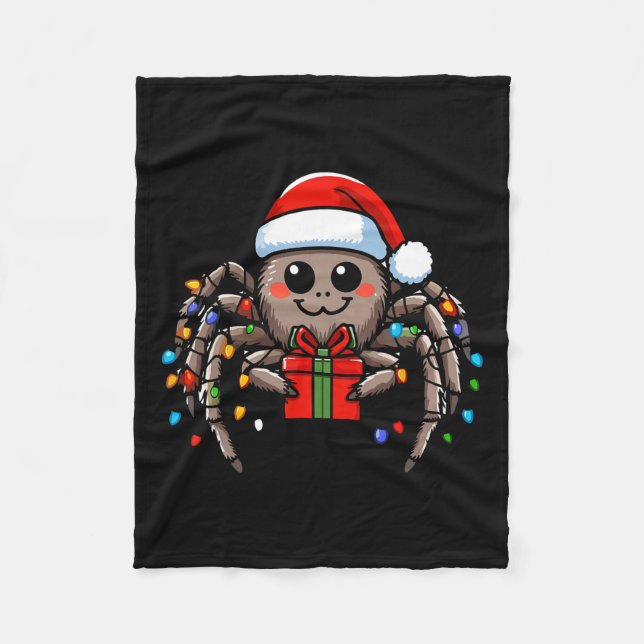 Spider Wearing Santa Hat jul Julafton Pajamas Fleecefilt (Framsidan)