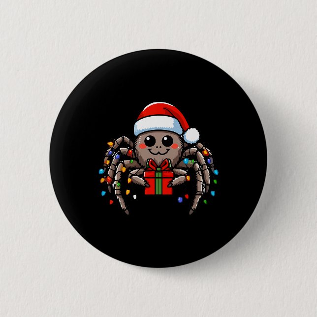 Spider Wearing Santa Hat jul Julafton Pajamas Knapp (Framsida)