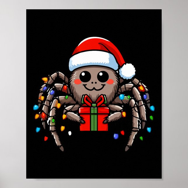 Spider Wearing Santa Hat jul Julafton Pajamas Poster (Framsidan)