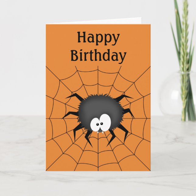 Spider, Webben, Grattis på födelsedagen Kort (Framsida)