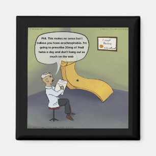 Spider with Arachnophobia Funny Tecknad Magnet