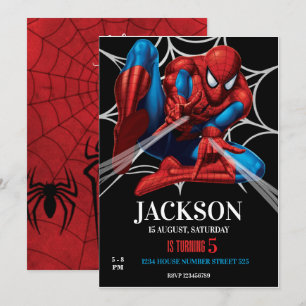 Spiderman-tema Födelsedags Superhjälte Spindel Fes Inbjudningar