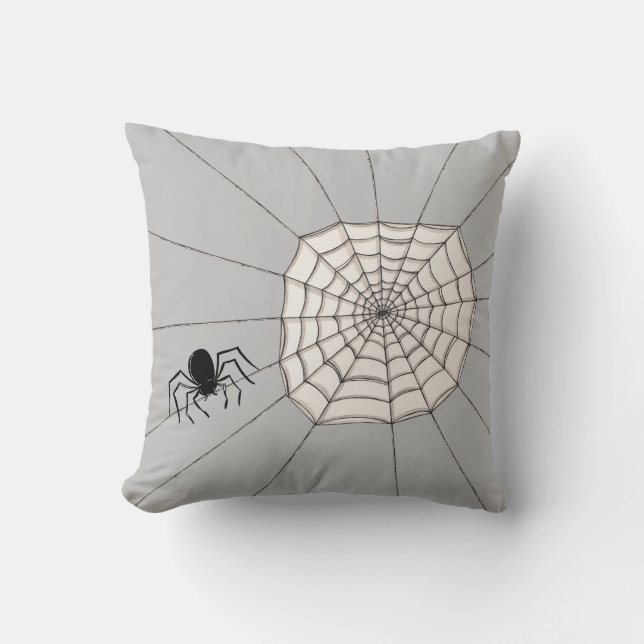 Spiders and Webben Halloween Cushion Kudde (Framsida)