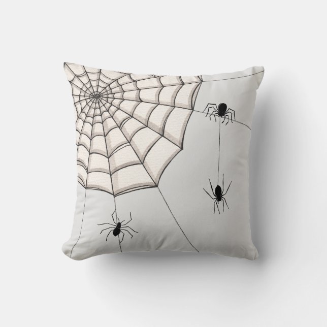 Spiders and Webben Halloween Cushion Kudde (Framsida)