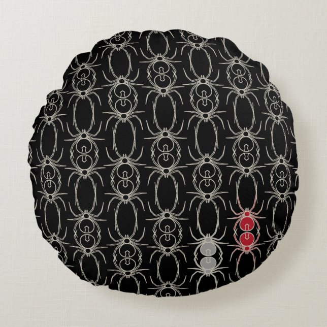 Spiders - Fladdermus Black and Bone White Rund Kudde (Framsidan)