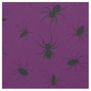 Spiders Gothic Halloween Black Deep Lila Tyg