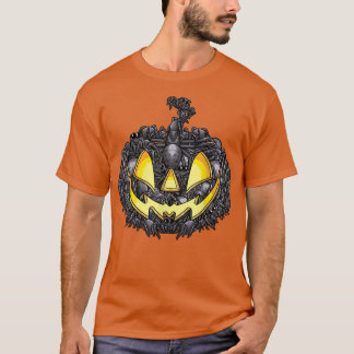 Spiders Halloween Jack o lantern Scary Pumpkin Man T Shirt