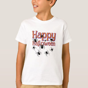 Spiders Happy halloween Black and Orange T Shirt