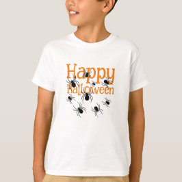 Spiders Happy halloween Black and Orange T Shirt