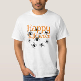 Spiders Happy halloween Black and Orange T Shirt