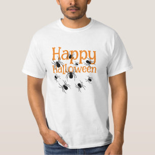 Spiders Happy halloween Black and Orange T Shirt
