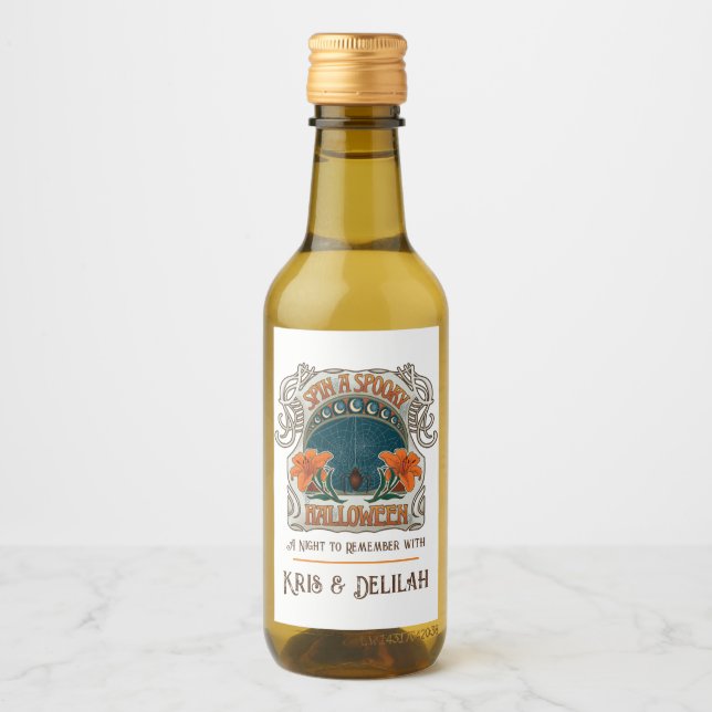 Spiders & Lilies Spooky Halloween Personlig Vinetikett (Framsida)