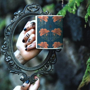 Spiders & Lilies Spooky Halloween Vintage Mönster Kaffemugg