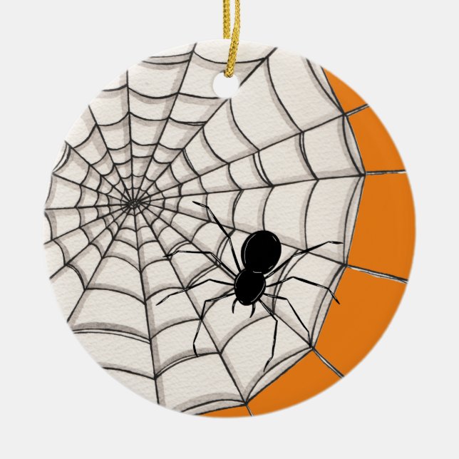 Spiders och Webben Halloween Ceramic Ornament (Framsidan)