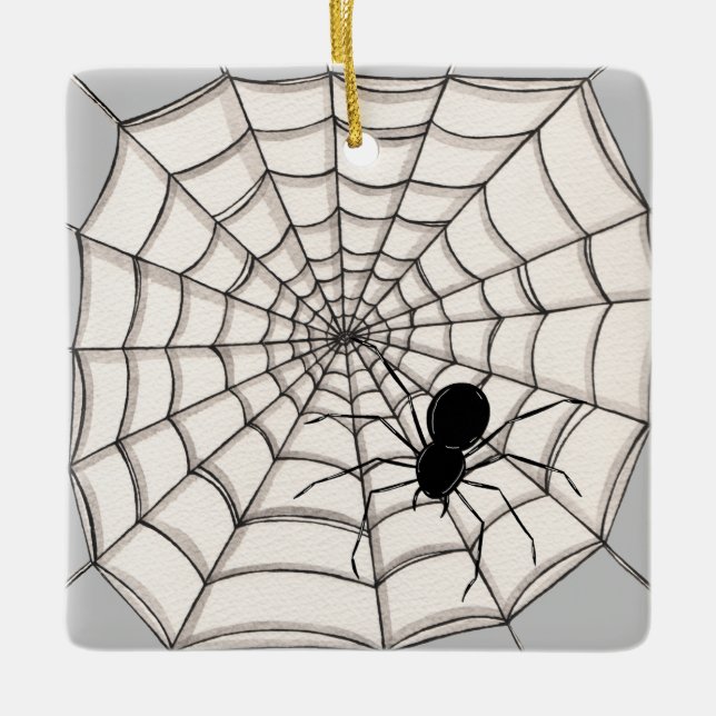 Spiders och Webben Halloween Ceramic Ornament (Framsida)