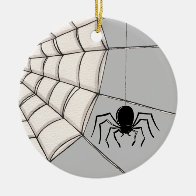 Spiders och Webben Halloween Ceramic Ornament (Framsidan)