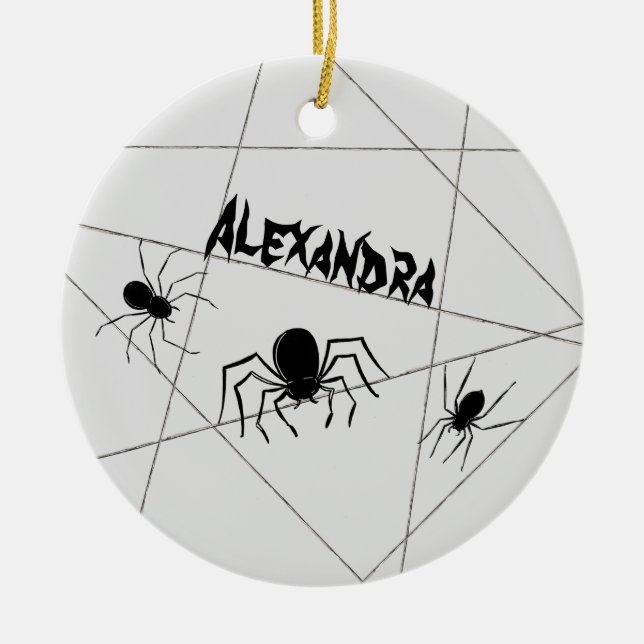Spiders och Webben Halloween Ceramic Ornament (Framsidan)