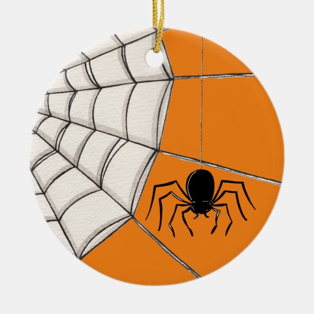Spiders och Webben Halloween Ceramic Ornament (Framsidan)