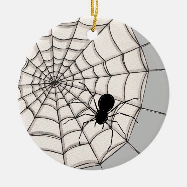 Spiders och Webben Halloween Ceramic Ornament (Framsidan)