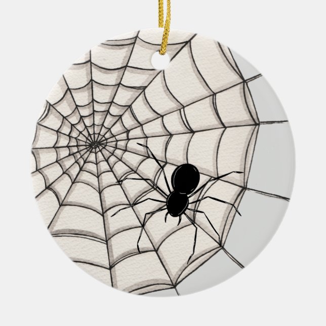Spiders och Webben Halloween Ceramic Ornament (Framsidan)