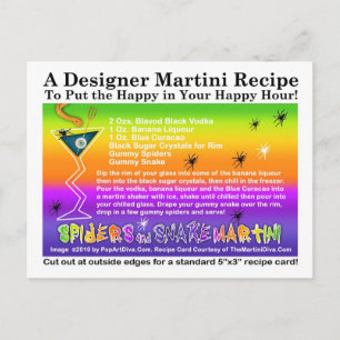 Spiders & Snake Halloween Martini Recipe-vykort Vykort