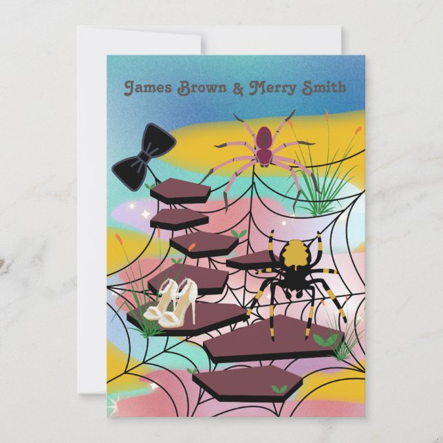 Spiders webben Noble Shoes Väg Bow Tie Bröllop Inbjudningar (Framsida)