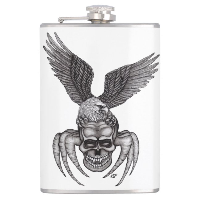 Spiderskalle med Eagle Fickplunta (Framsidan)