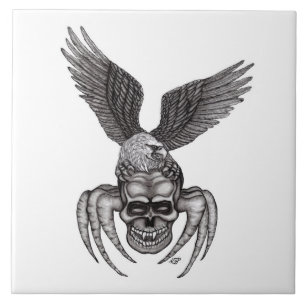 Spiderskalle med Eagle Kakelplatta