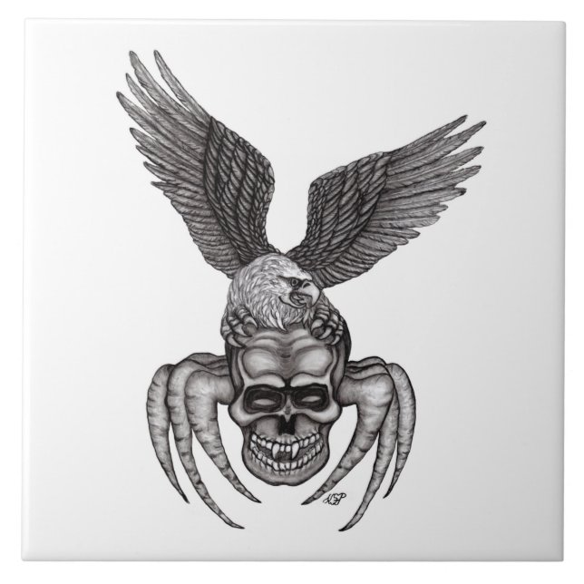 Spiderskalle med Eagle Kakelplatta (Framsidan)