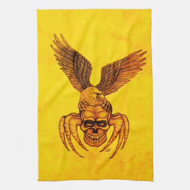 Spiderskalle med Eagle Kökshandduk (Vertikal)